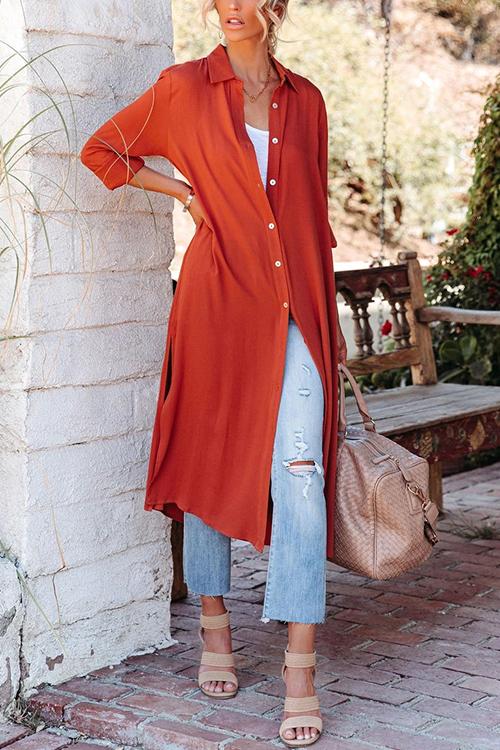 Button Down Batwing Sleeve Lapel Collar Shirt Dress