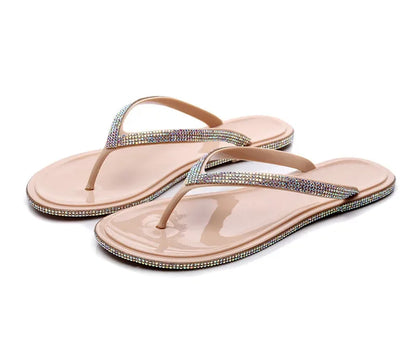 Gominglo- Transparent Rhinestone Flip Flops