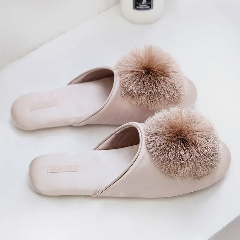 Gominglo- High-Quality Comfortable Home Slippers with Elegant Fringe Ball