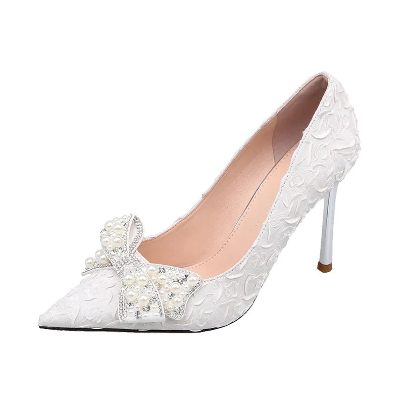 Gominglo -  Rimocy Ladies Stiletto Heel Pearl Wedding Shoes