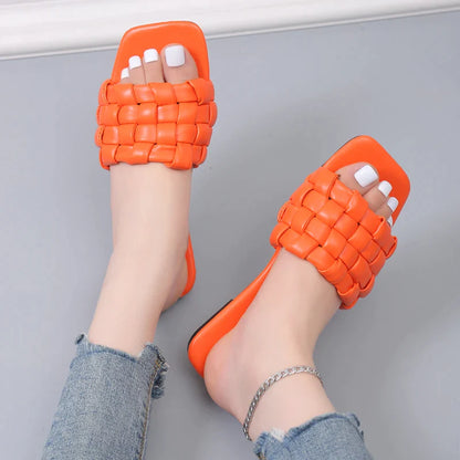 Gominglo -  Braided Square Toe Slippers