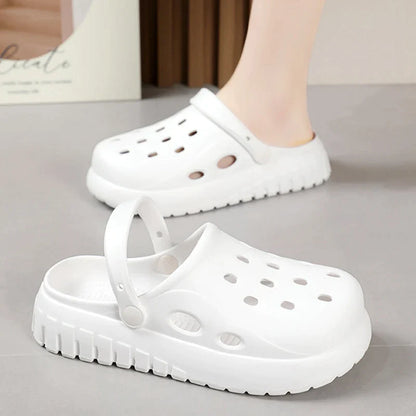 Gominglo - Summer Women's White Hollow Out Platform Sandals