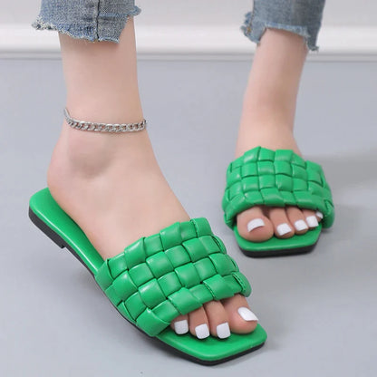 Gominglo -  Braided Square Toe Slippers