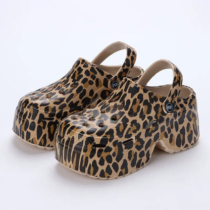 Gominglo - Summer Leopard Chunky Platform Clogs for Women