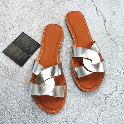 Gominglo- Fashionable Leather Sandals for Summer Slides