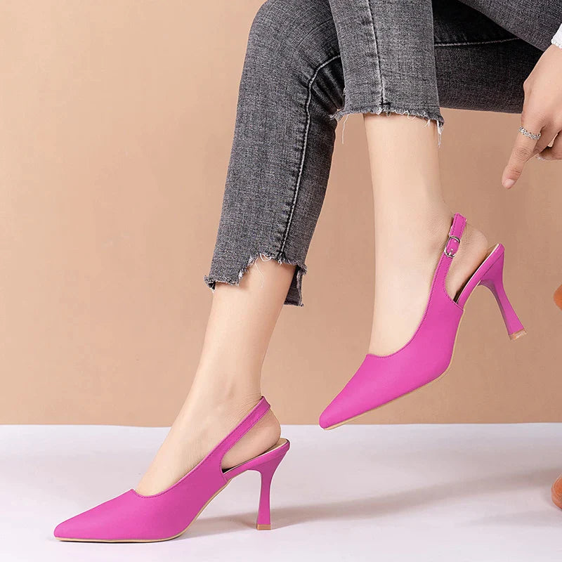 Gominglo -  Women's High Heels Slingback Pumps, Pointed Toe Stiletto Heel Sandals