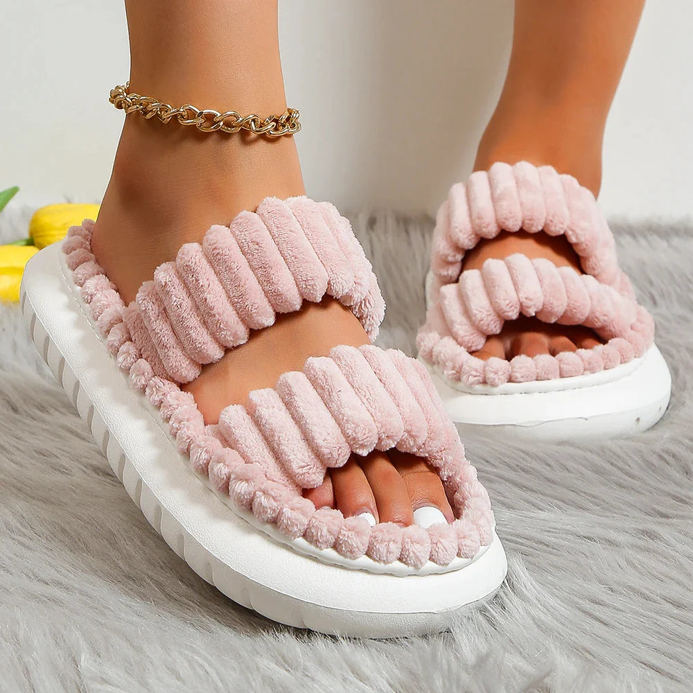 Gominglo - Fashion Furry Thick Sole Slippers