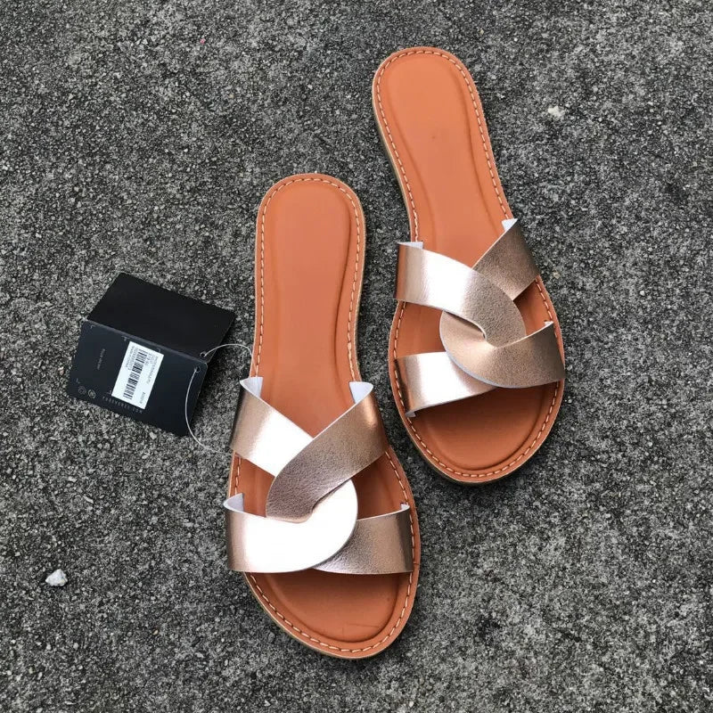 Gominglo- Fashionable Leather Sandals for Summer Slides