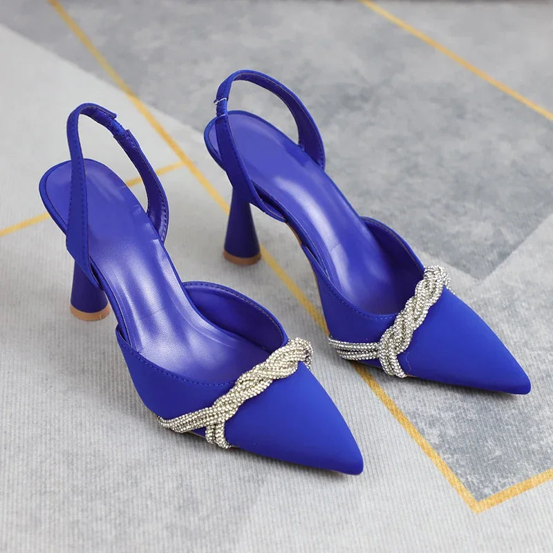 Gominglo- Crystal-Adorned High Heel Sandals for Summer