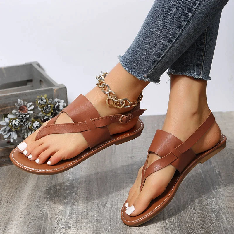 Gominglo - Summer Women's Roman Style Clip Toe Flat Sandals
