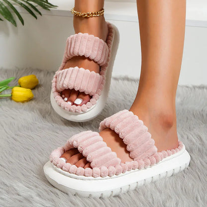 Gominglo - Fashion Furry Thick Sole Slippers