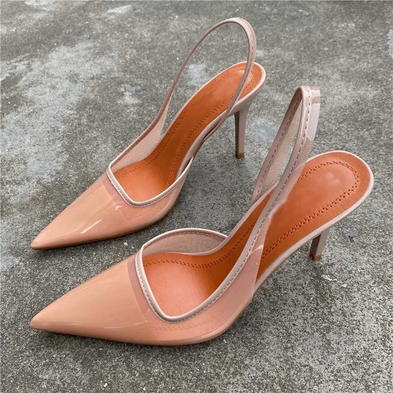 Gominglo- PVC Transparent High-heeled Sandals