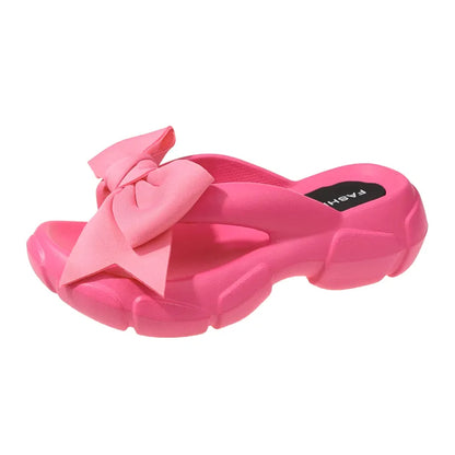 Gominglo - Bowknot Platform Wedge Slippers