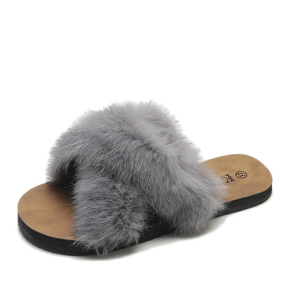 Gominglo- Fashion Fur Slides for Women