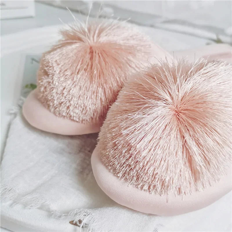 Gominglo- High-Quality Comfortable Home Slippers with Elegant Fringe Ball