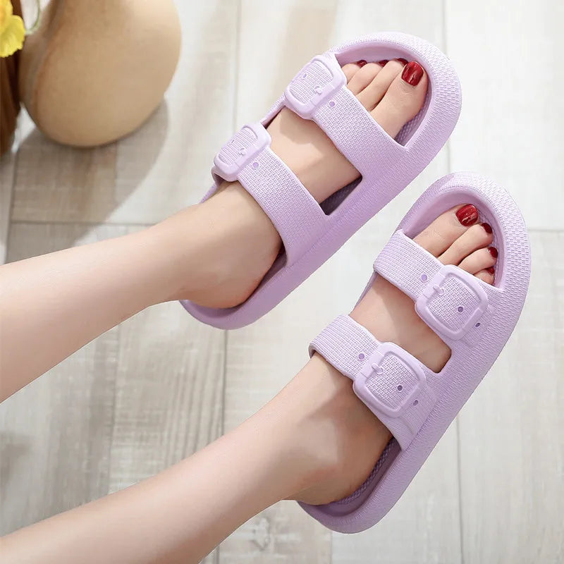 Gominglo - Rimocy Buckle Platform Slippers