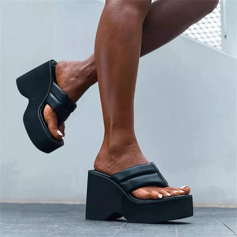 Gominglo -  Gothic Green Clip Toe Platform Sandals