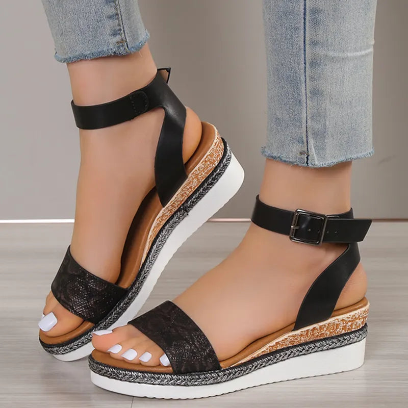 Gominglo - Summer Women's High Heel Open Toe Ankle Strap Wedge Sandals
