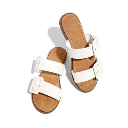 Gominglo - Square Sandals Casual Open Toe Slides for Women with Belt Buckle