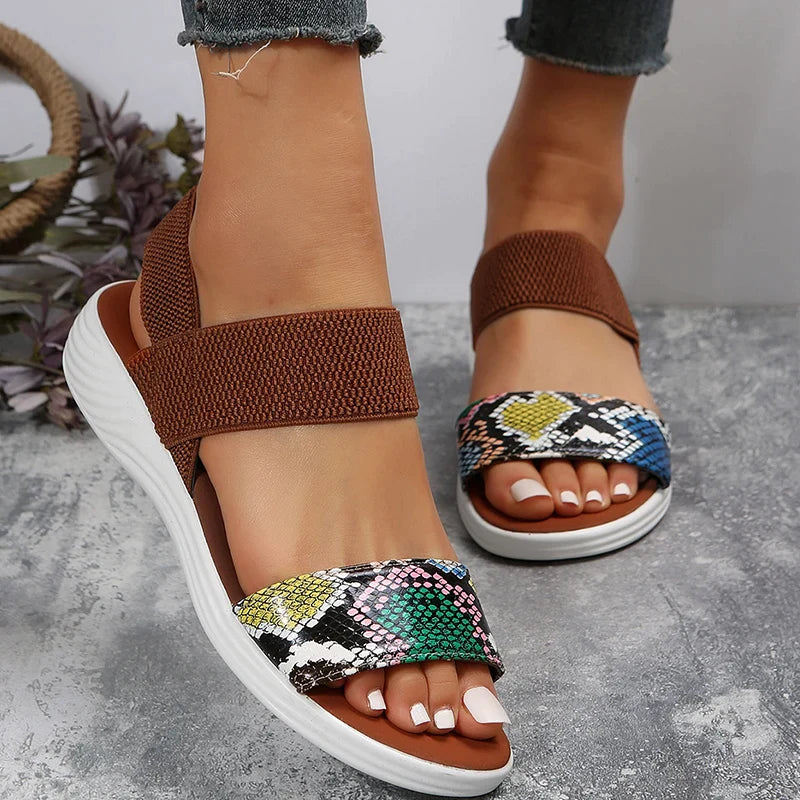 Gominglo - Summer Women's Snakeskin Print Wedge Sandals