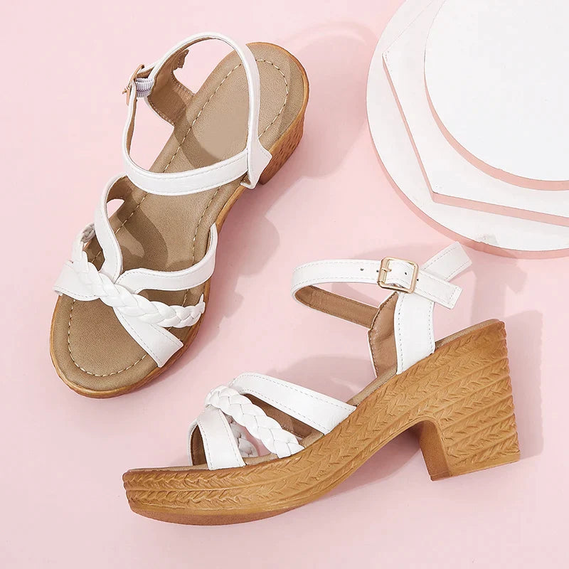 Gominglo - Summer Women's Brand Design Chunky Heels Ankle Strap Sandals