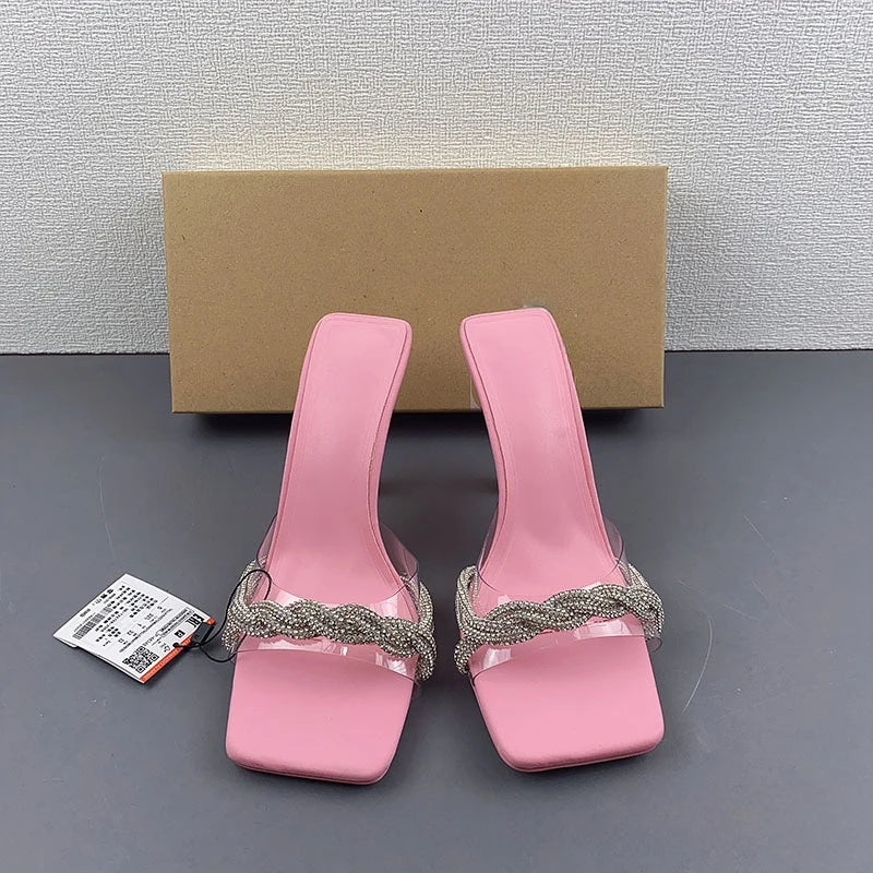 Gominglo- High Heel Sandals with Bling Crystal