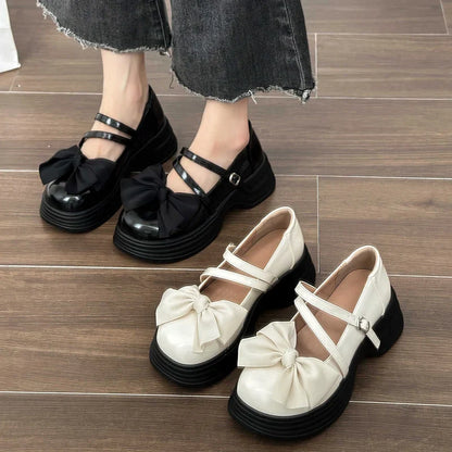 Gominglo - Sweet Sophistication Women's Black Bowknot Shoes