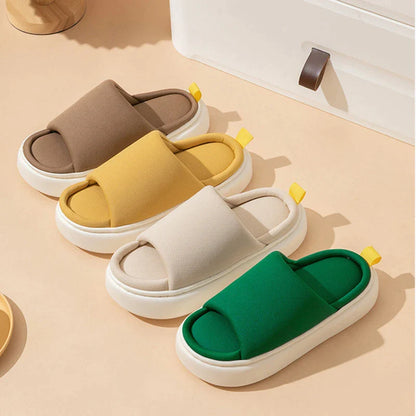 Gominglo -  Open Toe Linen House Slippers