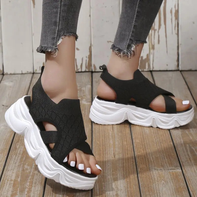 Gominglo - Summer Women's Elastic Knitted Platform Sandals