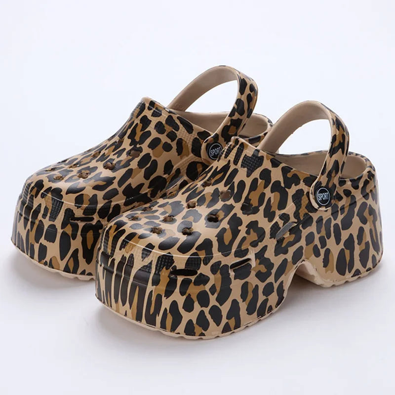 Gominglo - Summer Leopard Chunky Platform Clogs for Women