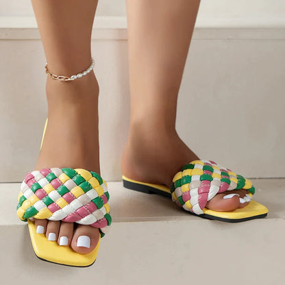 Gominglo - Rimocy Woven Square Toe Slippers
