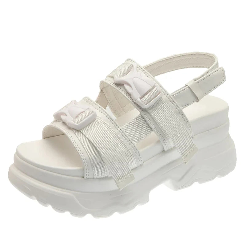 Gominglo - Summer Women's White Chunky Platform Sandals