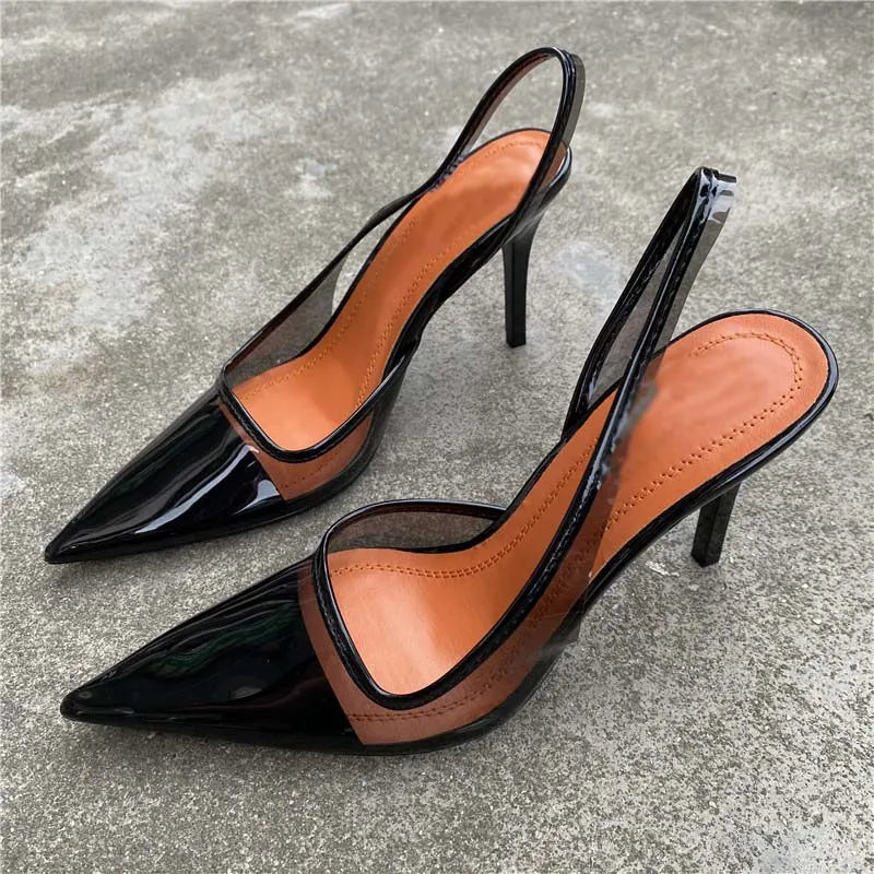 Gominglo- PVC Transparent High-heeled Sandals