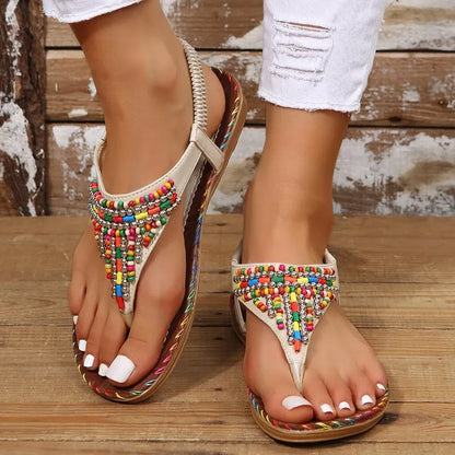 Gominglo - Summer Bohemian Style Flat Sandals for Women, Plus Size