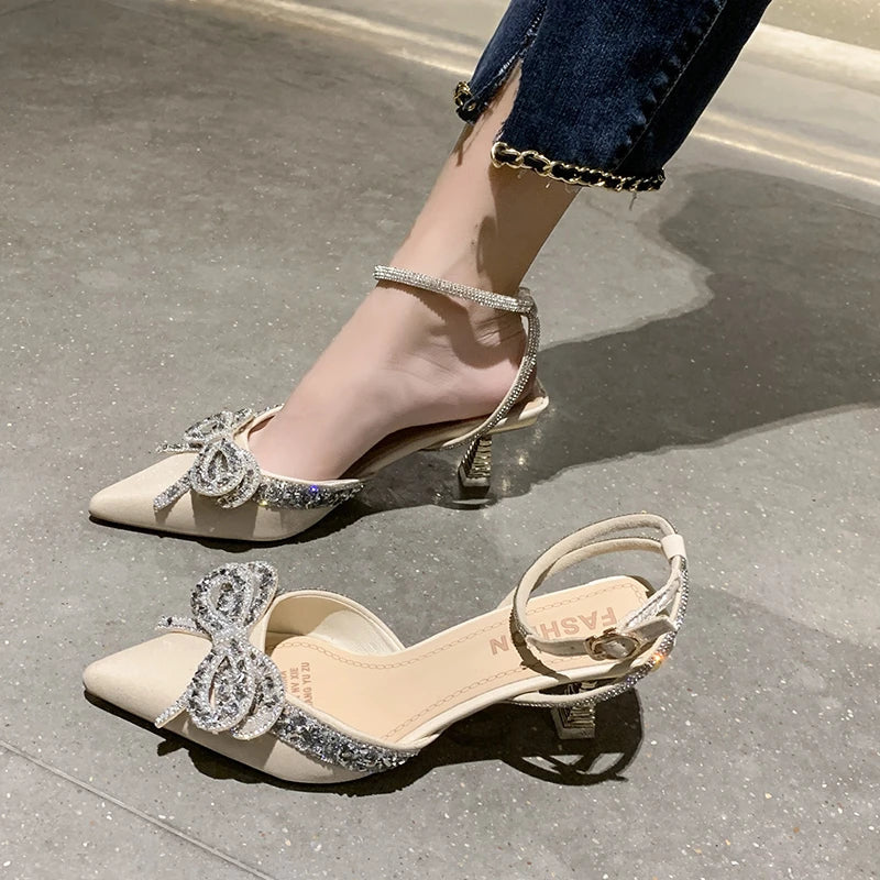 Sparkling Rhinestone Women's Pumps: Sexy Pointed Toe High Heel Sandals