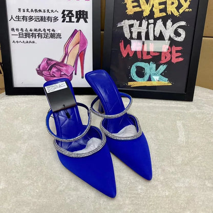 Gominglo- Crystal-embellished High Heel Mules for Summer Glamour