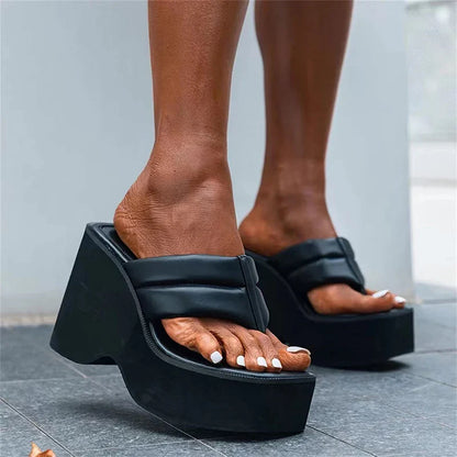 Gominglo -  Gothic Green Clip Toe Platform Sandals