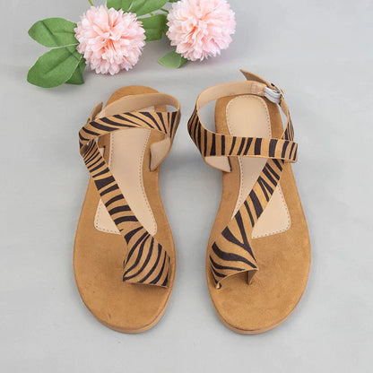 Gominglo- Leopard Print Beach Slippers with Flannel Flock