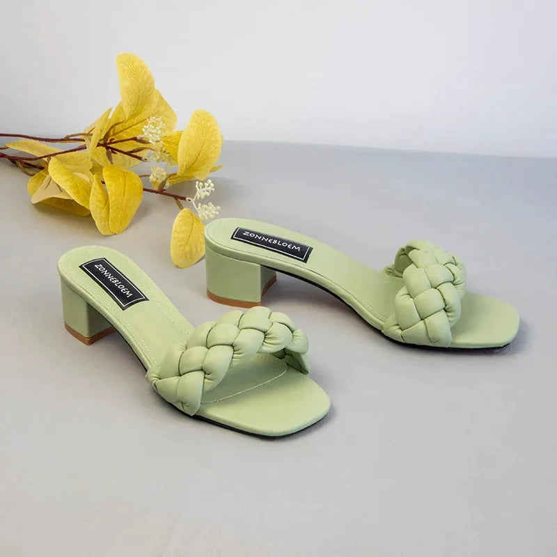 Gominglo- Square Heel Slides Summer Fashion Comfort