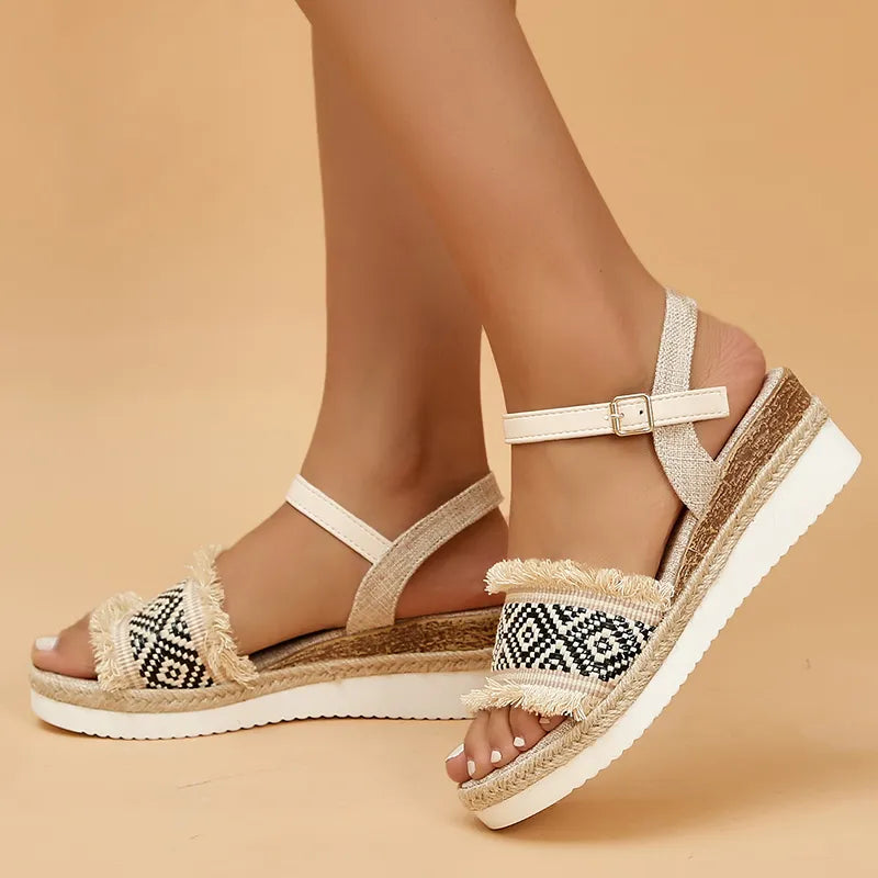 Gominglo - Summer Women's Bohemian Printed Wedge Sandals