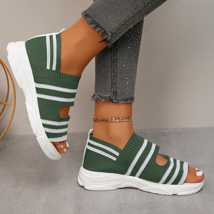 Gominglo - Summer Women's Striped Knitted Platform Sandals