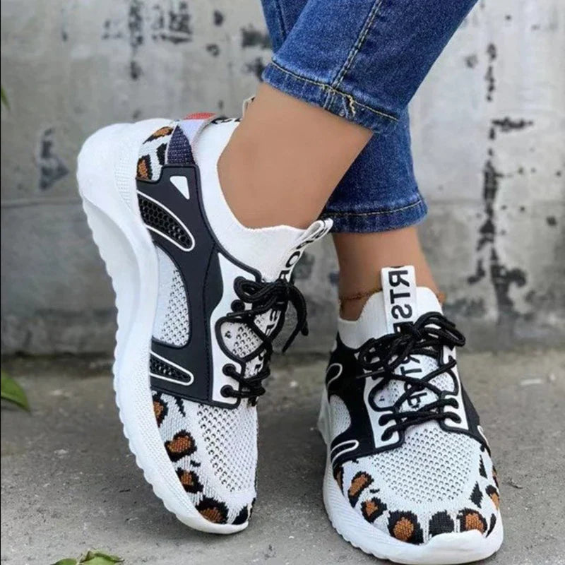 Gominglo -  Casual Leopard Mesh Knitted Sneakers