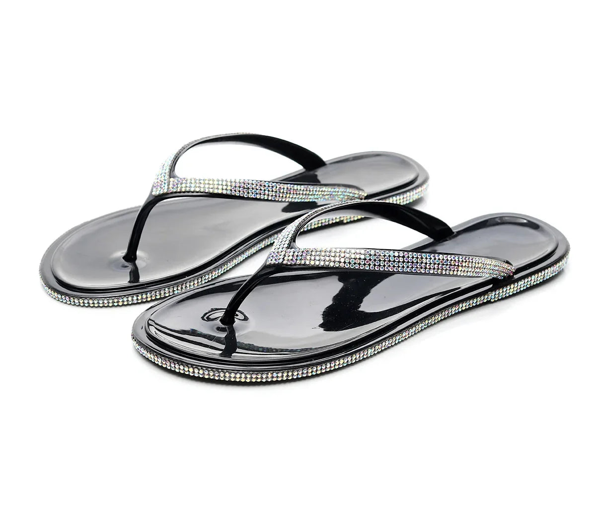 Gominglo- Transparent Rhinestone Flip Flops