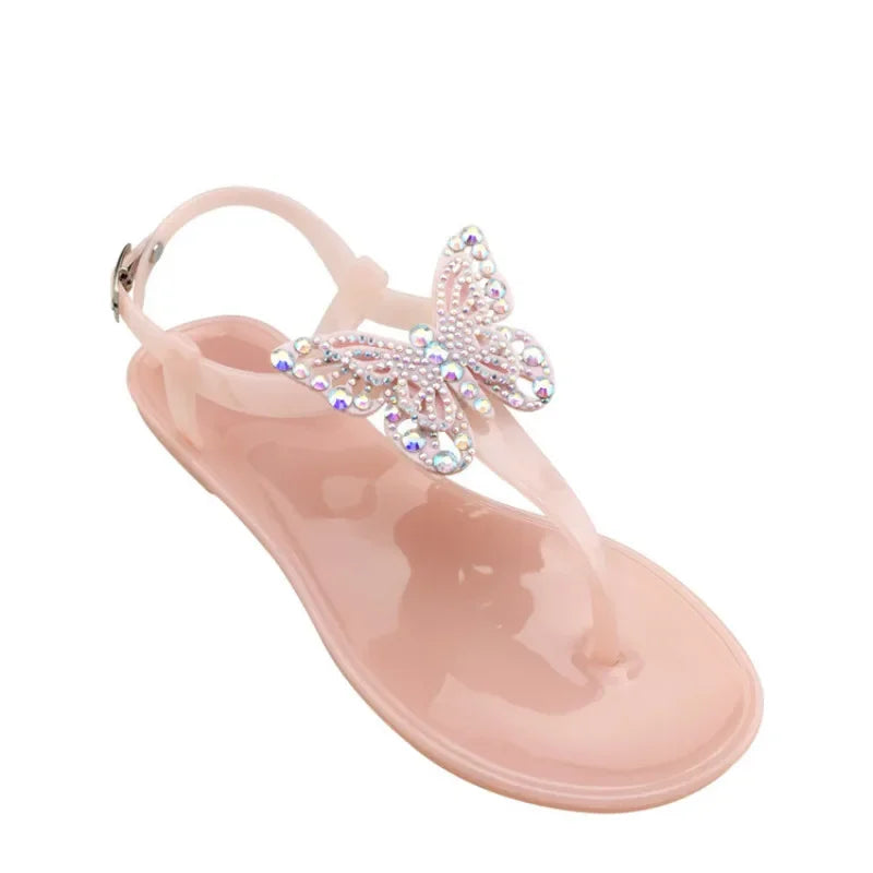 Gominglo- Rhinestone Butterfly Sandals