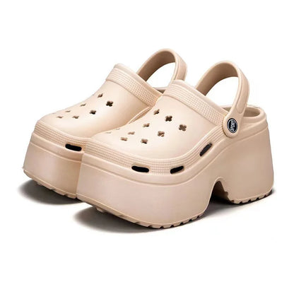 Gominglo - New Chunky Platform Sandals Black & White Wedge Heel Slippers