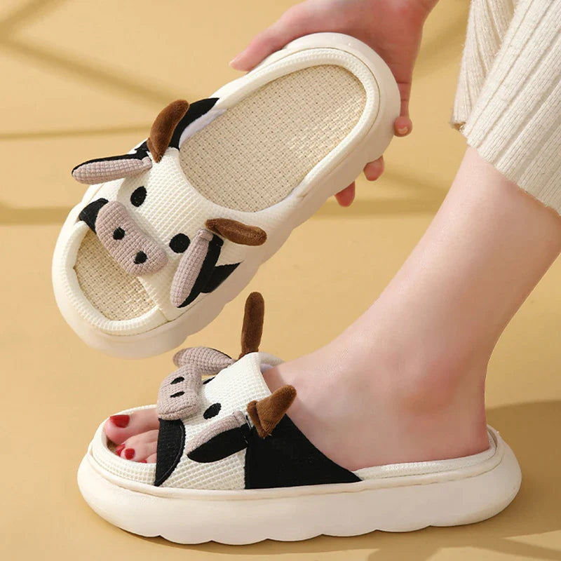 Gominglo - Cute Milk Cow Cotton Slippers
