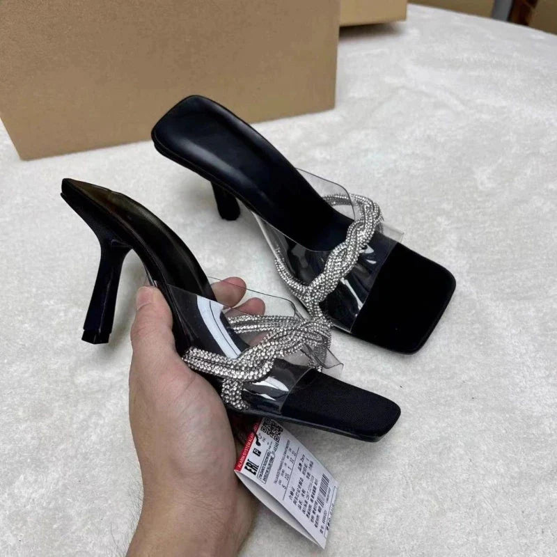 Gominglo- High Heel Sandals with Bling Crystal