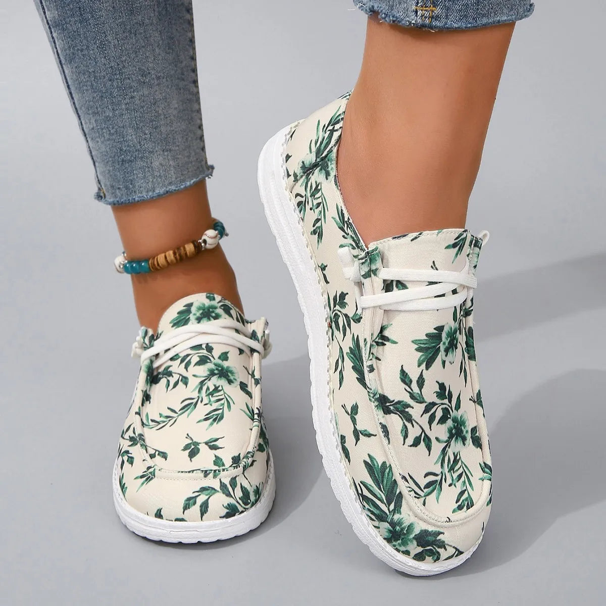 Gominglo -  Fashion Canvas Print Flat Shoes