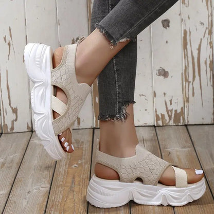 Gominglo - Summer Women's Elastic Knitted Platform Sandals
