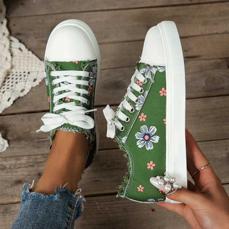 Gominglo -  Printed Low Cut Canvas Sneakers